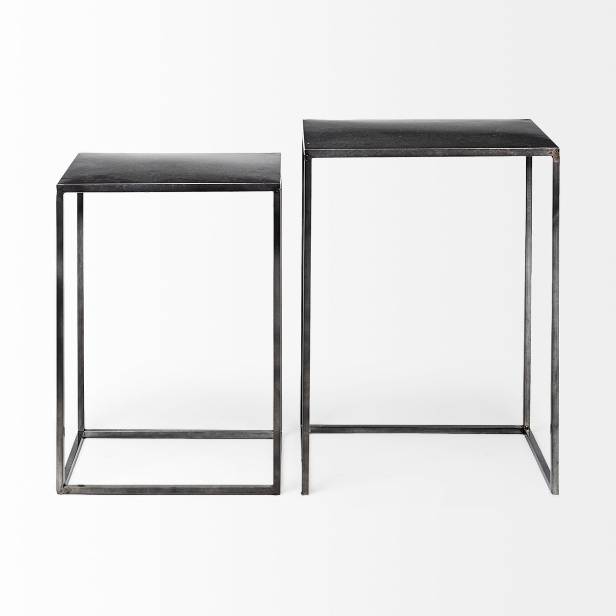 Kasey (Set of 2) 17.7L x 12.6W x 24.4H Galvanized Metal Nesting Accent Tables from Mercana - Luna Furniture