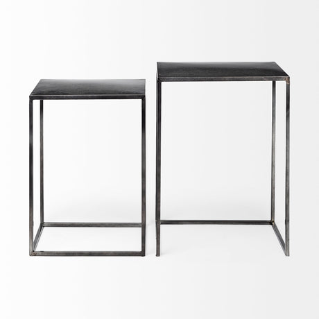 Kasey (Set of 2) 17.7L x 12.6W x 24.4H Galvanized Metal Nesting Accent Tables from Mercana - Luna Furniture