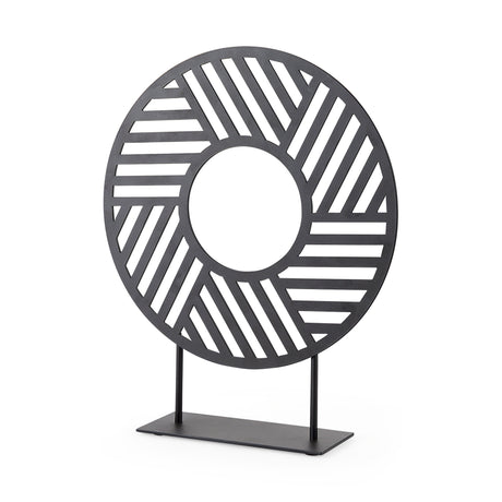 Micra 11.0L x 3.0W x 13.4H Matte Black Metal Decorative Object on a Stand from Mercana - Luna Furniture