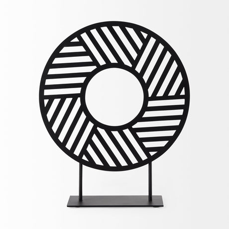 Micra 11.0L x 3.0W x 13.4H Matte Black Metal Decorative Object on a Stand from Mercana - Luna Furniture