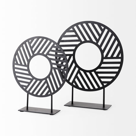 Micra 11.0L x 3.0W x 13.4H Matte Black Metal Decorative Object on a Stand from Mercana - Luna Furniture