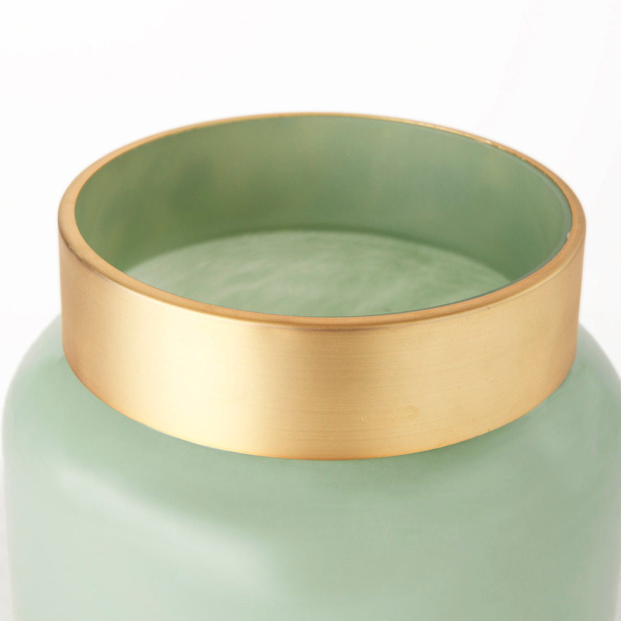 Minty 9.9L x 9.9W x 9.6H Green Glass Vase W/Matte Gold Metal Neck Cuff from Mercana - Luna Furniture