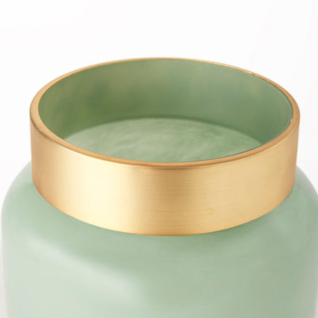 Minty 9.9L x 9.9W x 9.6H Green Glass Vase W/Matte Gold Metal Neck Cuff from Mercana - Luna Furniture