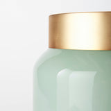 Minty 9.9L x 9.9W x 9.6H Green Glass Vase W/Matte Gold Metal Neck Cuff from Mercana - Luna Furniture