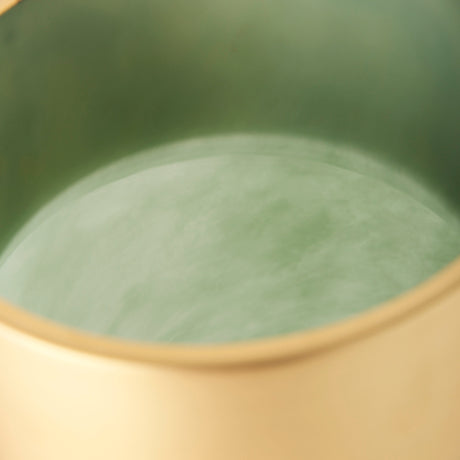 Minty Medium 8.7L x 8.7W x 12.4H Green Glass Vase W/Matte Gold Metal Neck Cuff from Mercana - Luna Furniture
