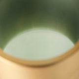 Minty 5.7L x 5.7W x 16.8H Green Glass Vase W/Matte Gold Metal Neck Cuff from Mercana - Luna Furniture