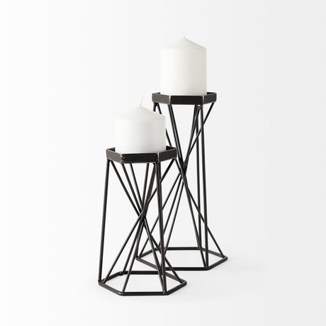 Sixx I Small Antiqued Metal Hexagonal Table Candle Holder from Mercana - Luna Furniture
