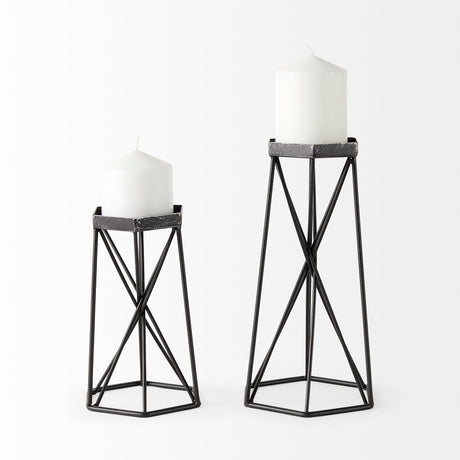 Sixx II Large Antiqued Metal Hexagonal Table Candle Holder from Mercana - Luna Furniture