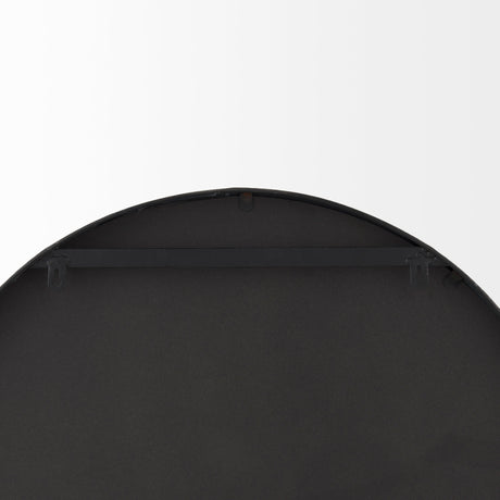 Cora 24.0L x 3.9W x 40.0H Black Metal Frame W/ Brown Wooden Shelf Arched Wall Mirror from Mercana - Luna Furniture