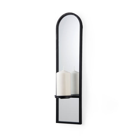 Evianna 7L x 7W x 25H Mirrored W/Black Metal Frame Wall Candle Holder from Mercana - Luna Furniture