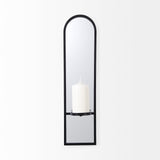 Evianna 7L x 7W x 25H Mirrored W/Black Metal Frame Wall Candle Holder from Mercana - Luna Furniture