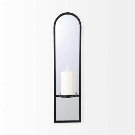 Evianna 7L x 7W x 25H Mirrored W/Black Metal Frame Wall Candle Holder from Mercana - Luna Furniture