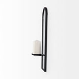 Evianna 7L x 7W x 25H Mirrored W/Black Metal Frame Wall Candle Holder from Mercana - Luna Furniture
