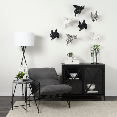 Stella 17L x 17W Gray Round Marble Top W/Black Base Accent Table from Mercana - Luna Furniture