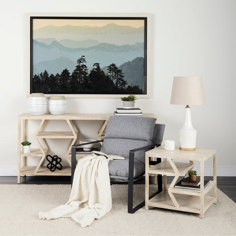 Rebecca (28.5"H) White Crackled Ceramic Base Wood Accent Table Lamp from Mercana - Luna Furniture