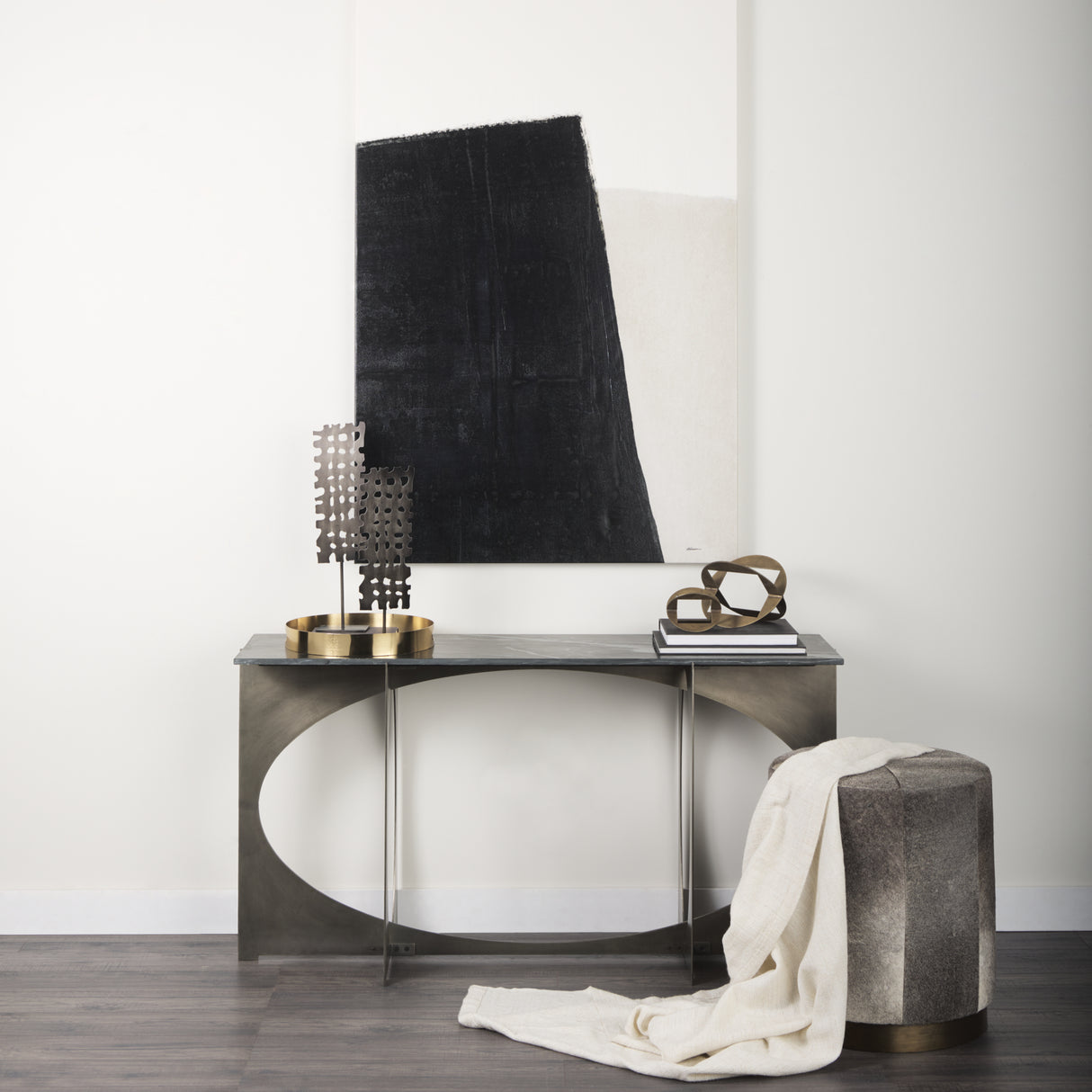 Zahavi I 23"H grey-toned hair-on-hide ottoman from Mercana - Luna Furniture
