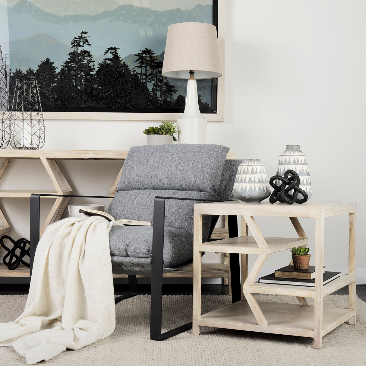 Guilia Castlerock Gray With Metal Frame Sling Accent Chair from Mercana - Luna Furniture