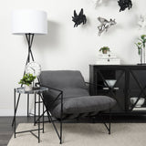 Stella 17L x 17W Gray Round Marble Top W/Black Base Accent Table from Mercana - Luna Furniture