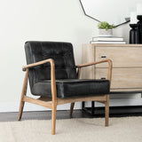 Phineas Black Leather W/ Brown Wooden Frame Accent Chair from Mercana - Luna Furniture