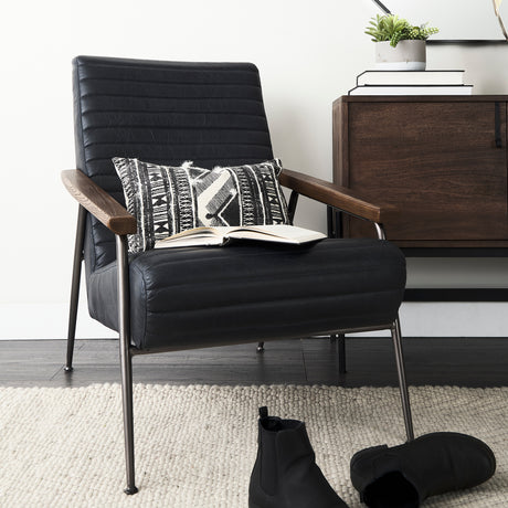 Grosjean Black Leather Wrap Metal Frame Accent Chair from Mercana - Luna Furniture