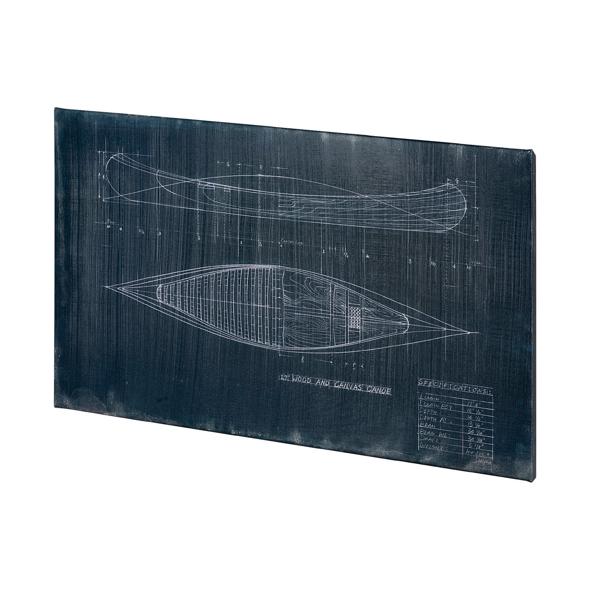 Canoe Blueprint (50 x 30) by Fiona H a Hand Embellished Textured Canvas from Mercana - Luna Furniture