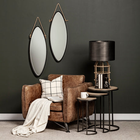 Glover (Set of 3) 20L x 20W Brown Wood Round Top W/Metal Nesting Accent Tables from Mercana - Luna Furniture