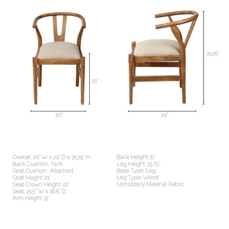 Trixie Cream Fabric Seat Brown Wood Frame Dining Chair from Mercana - Luna Furniture