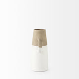 Garand Small 13H Two-Toned White Natural Ceramic Jug from Mercana - Luna Furniture