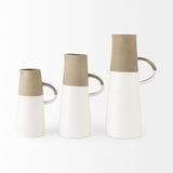 Garand Small 13H Two-Toned White Natural Ceramic Jug from Mercana - Luna Furniture
