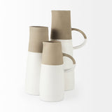 Garand Small 13H Two-Toned White Natural Ceramic Jug from Mercana - Luna Furniture