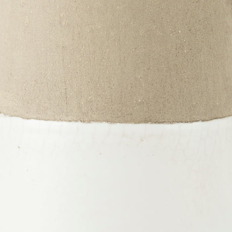 Garand Small 13H Two-Toned White Natural Ceramic Jug from Mercana - Luna Furniture