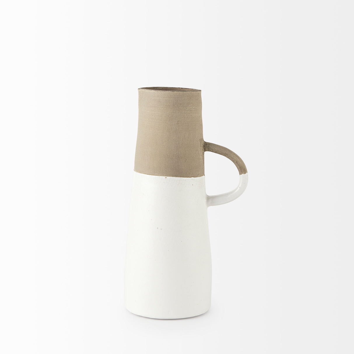 Garand Medium 15H Two-Toned White Natural Ceramic Jug from Mercana - Luna Furniture
