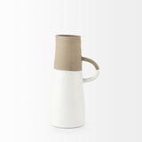 Garand Medium 15H Two-Toned White Natural Ceramic Jug from Mercana - Luna Furniture
