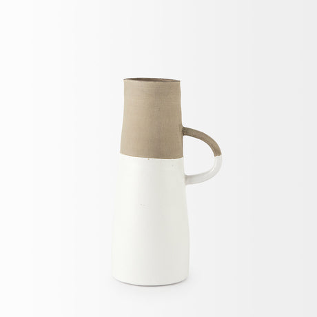 Garand Medium 15H Two-Toned White Natural Ceramic Jug from Mercana - Luna Furniture
