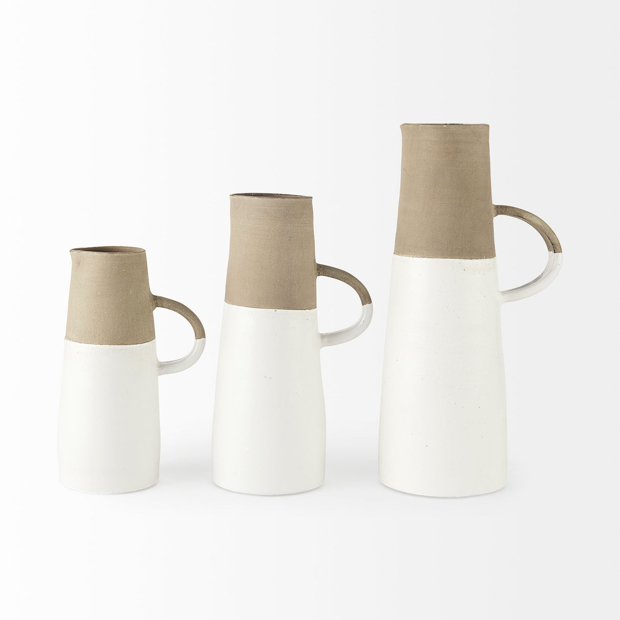 Garand Large 18.8H Two-Toned White Natural Ceramic Jug from Mercana - Luna Furniture
