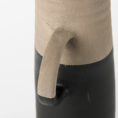 Garand Medium 15H Two-Toned Black/Natural Ceramic Jug from Mercana - Luna Furniture