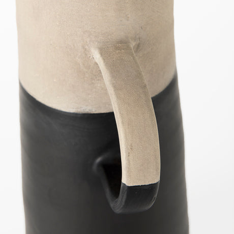Garand Large 18.8H Two-Toned Black/Natural Ceramic Jug from Mercana - Luna Furniture