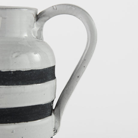Harmon I Small White w/ Charcoal Stripes Ceramic Jug from Mercana - Luna Furniture