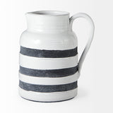 Harmon II Large White w/ Charcoal Stripes Ceramic Jug from Mercana - Luna Furniture