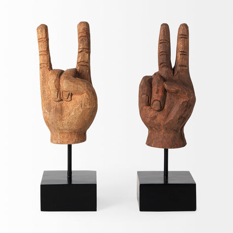 Saxum 4L x 4W Natural Wooden Carved Hang Loose Hand from Mercana - Luna Furniture