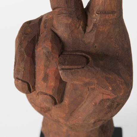 Pacem 4L x 4W Natural Wooden Carved Peace Sign Hand from Mercana - Luna Furniture