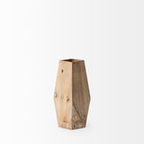 Allen III Tall Natural Wooden Base Oval Vase from Mercana - Luna Furniture