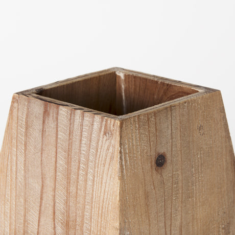 Allen III Tall Natural Wooden Base Oval Vase from Mercana - Luna Furniture