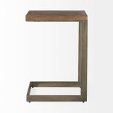 Faye 14L x 18W x 26H Medium Brown Wood W/ Antique Nickel Finished Metal Base C Side Table from Mercana - Luna Furniture