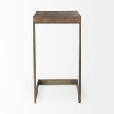 Faye 14L x 18W x 26H Medium Brown Wood W/ Antique Nickel Finished Metal Base C Side Table from Mercana - Luna Furniture