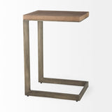 Faye 14L x 18W x 26H Medium Brown Wood W/ Antique Nickel Finished Metal Base C Side Table from Mercana - Luna Furniture