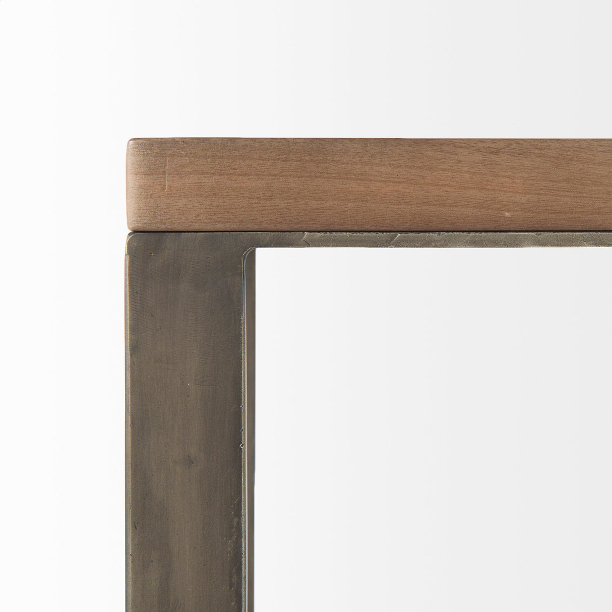 Faye 14L x 18W x 26H Medium Brown Wood W/ Antique Nickel Finished Metal Base C Side Table from Mercana - Luna Furniture