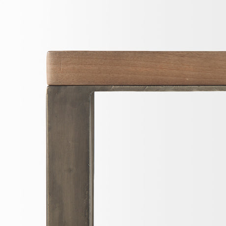 Faye 14L x 18W x 26H Medium Brown Wood W/ Antique Nickel Finished Metal Base C Side Table from Mercana - Luna Furniture