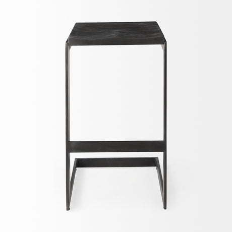Kiran 17L x 17W x 30H Black Wood W/ Black Metal Base C-Shape Bar Stool from Mercana - Luna Furniture