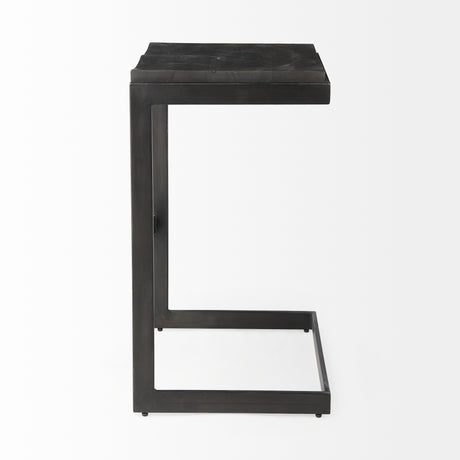 Kiran 17L x 17W x 30H Black Wood W/ Black Metal Base C-Shape Bar Stool from Mercana - Luna Furniture